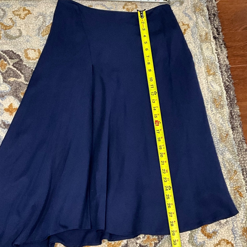 White House Black Market‎ Navy Blue Skirt Asymmetrical Hem Size 10 - Picture 3 of 7